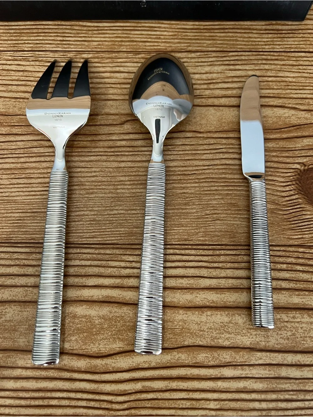Donna Karan Wrap by LENOX 3 Piece Serving Hostess Set 18/10 Stainless Flatware